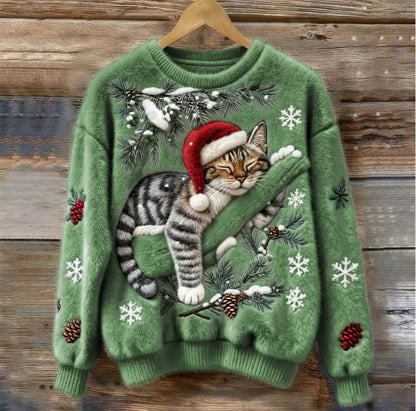 Divertido suéter navideño para gato con diseño 3D