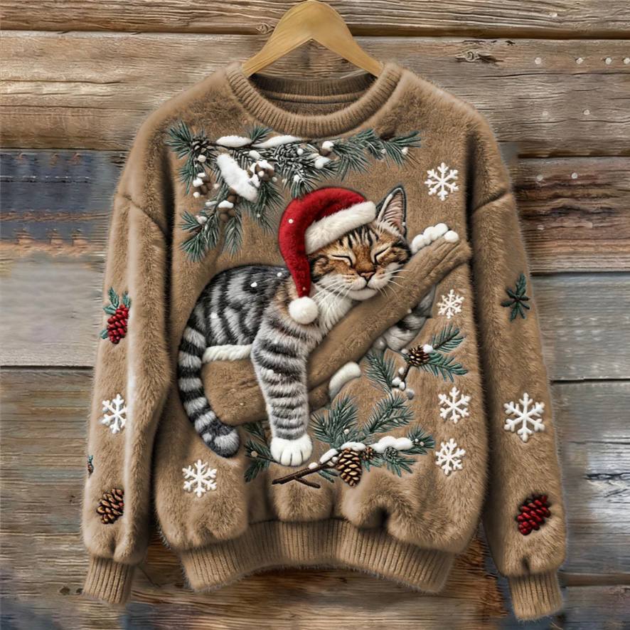 Divertido suéter navideño para gato con diseño 3D