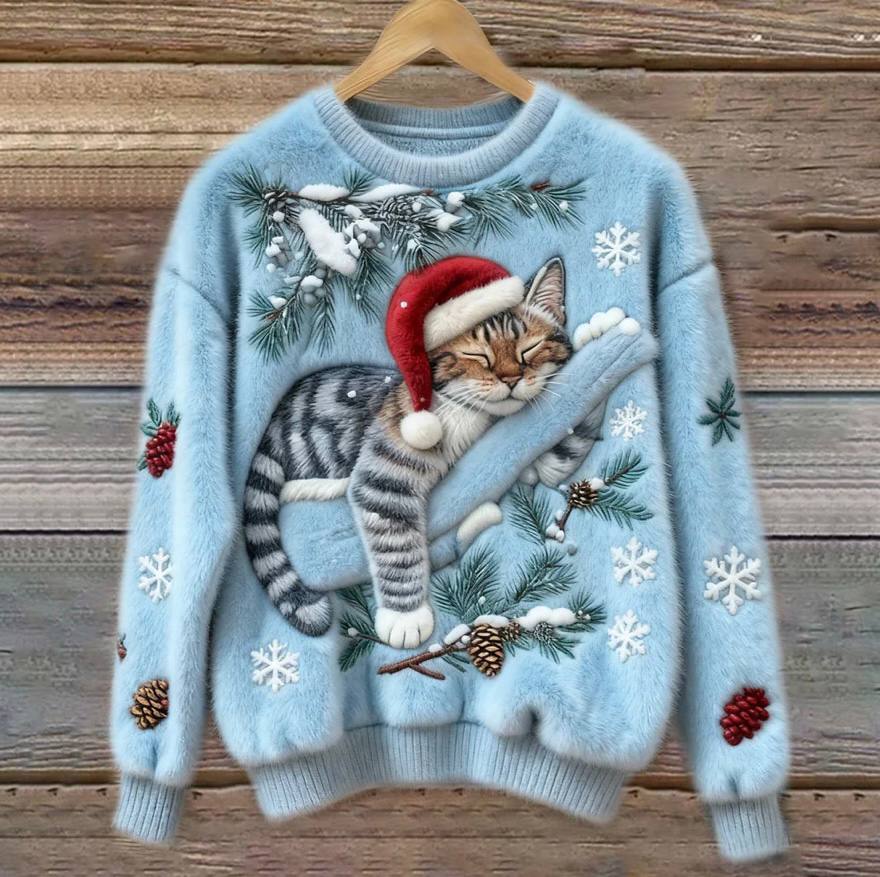 Divertido suéter navideño para gato con diseño 3D