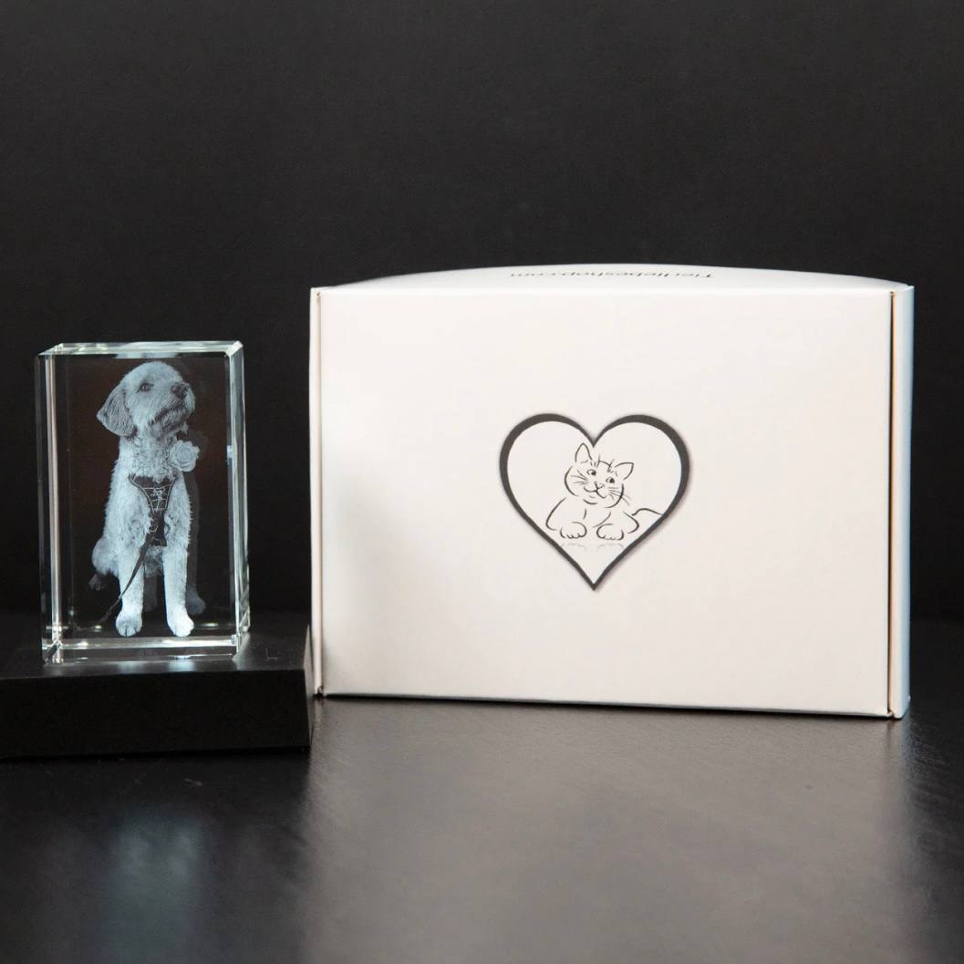 Marco de fotos de cristal personalizable para conmemorar a mascotas
