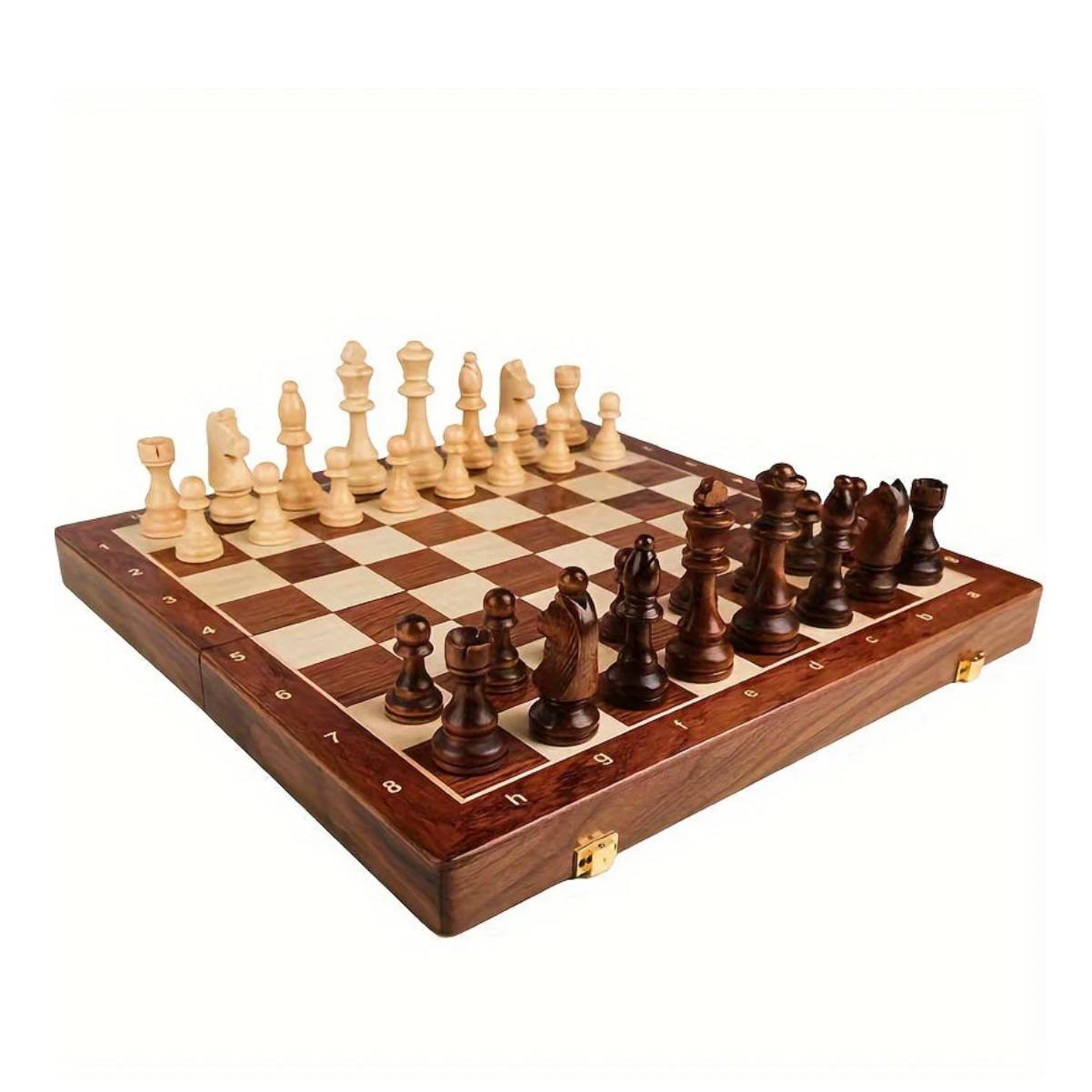 Juego de ajedrez portátil de madera con piezas pesadas