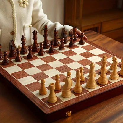 Portable Wooden Chess Set with Heavy Pieces - Ortekor