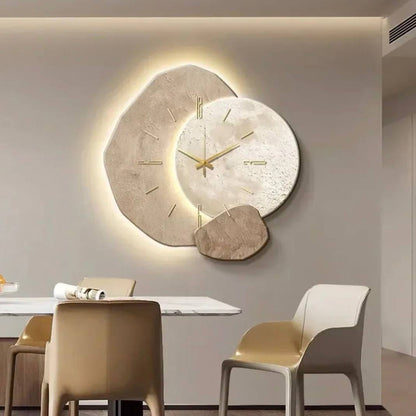 Reloj de pared de madera rústica con cálida luz LED