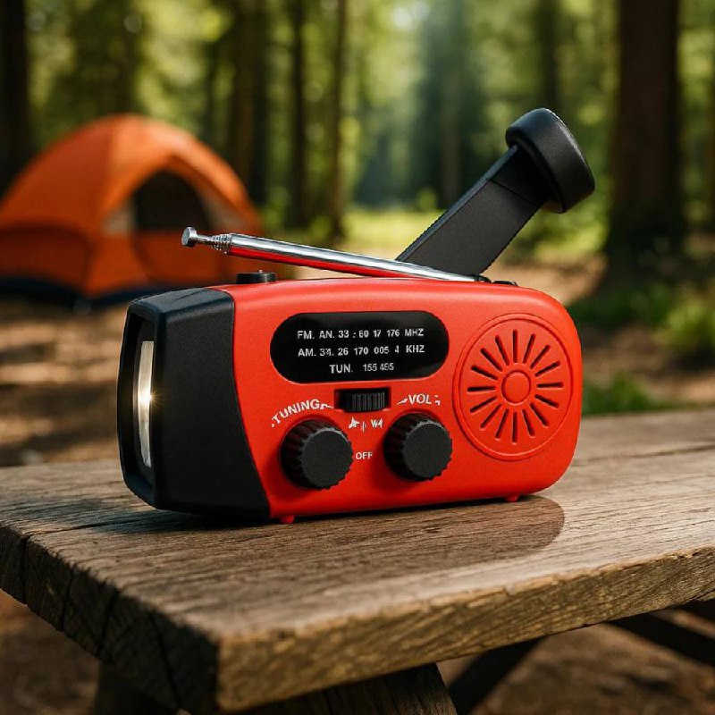 Compact Hand Crank AM FM Radio with Flashlight - Ortekor