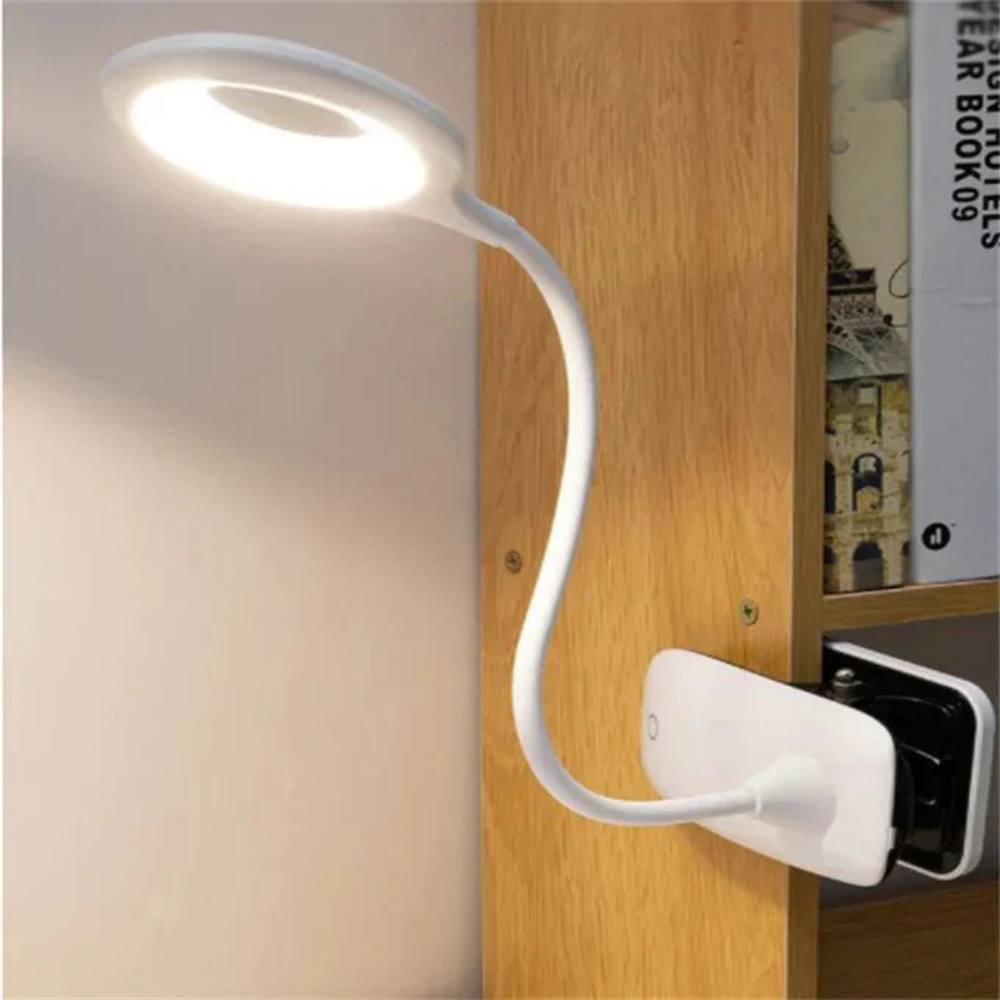 Lámpara de escritorio portátil con clip y brazo ajustable