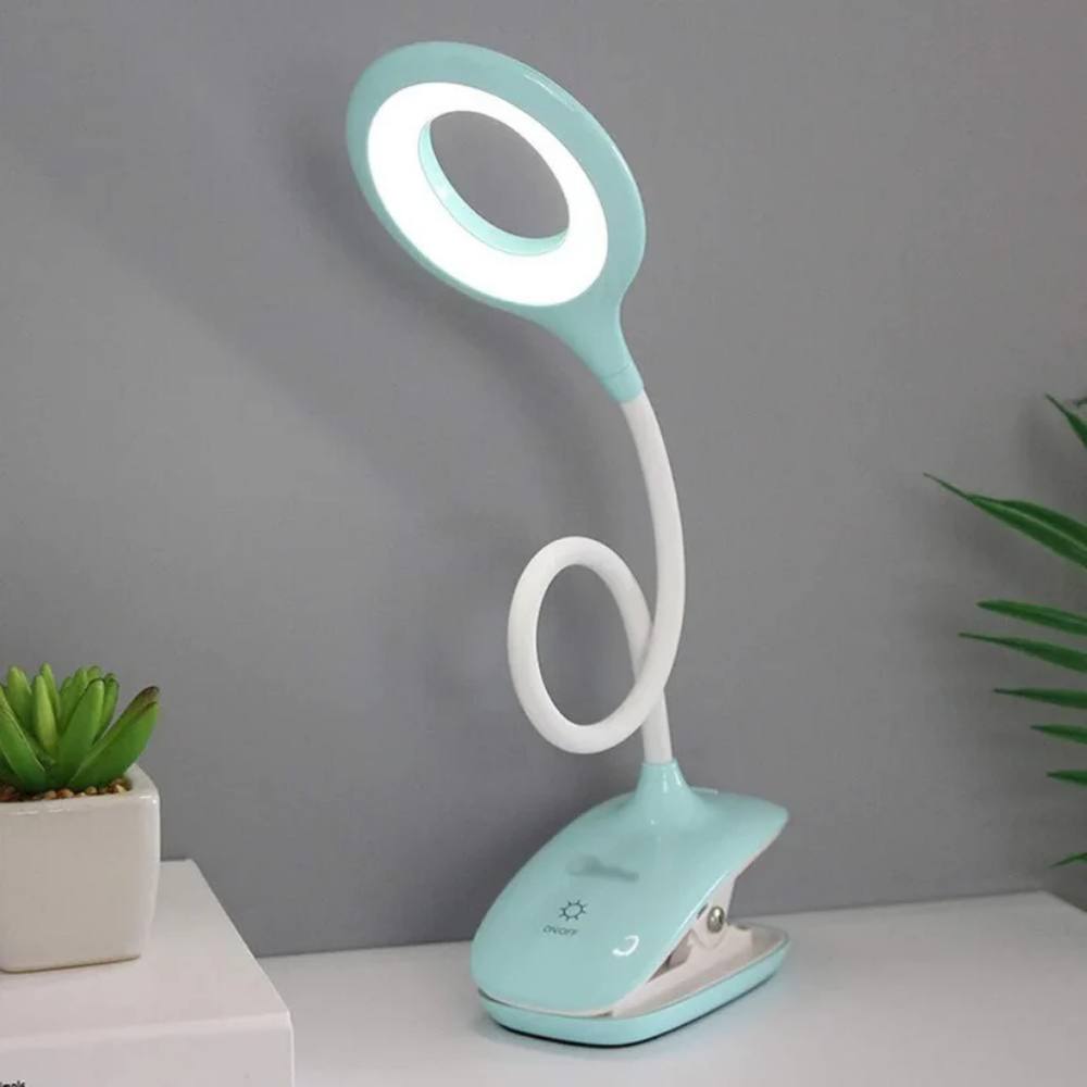 Lámpara de escritorio portátil con clip y brazo ajustable