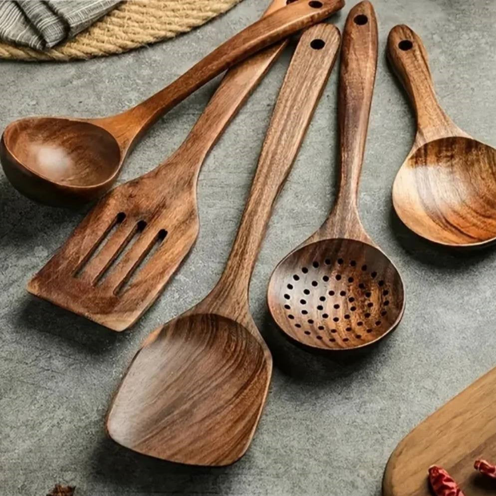 Rustic Wooden Kitchen Tool Set, Durable and Stylish - Ortekor