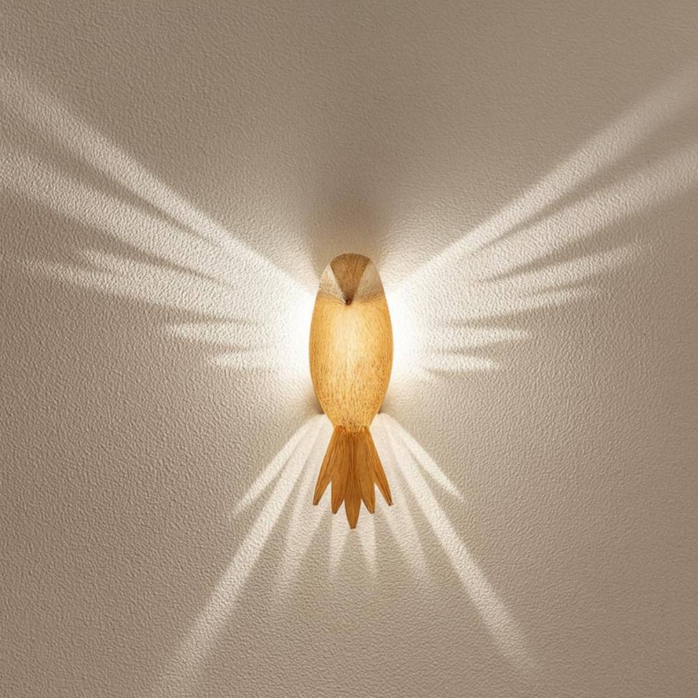 Luz de pared LED con forma de pájaro de colores con proyección de alas en 3D
