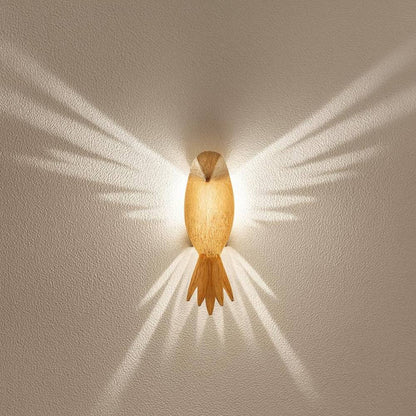 Luz de pared LED con forma de pájaro de colores con proyección de alas en 3D