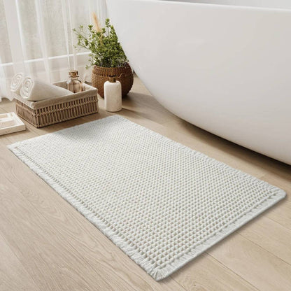 Alfombrilla de baño suave antideslizante con borlas, alfombra de baño lavable