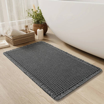 Alfombrilla de baño suave antideslizante con borlas, alfombra de baño lavable