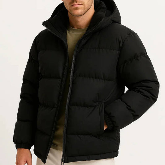 Warm Waterproof Men's Puffer Coat with Hood - Ortekor