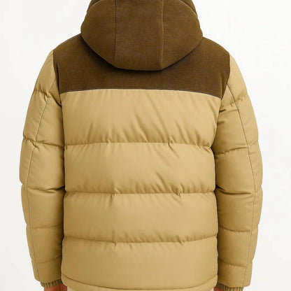 Abrigo de plumas cálido e impermeable con capucha para hombre