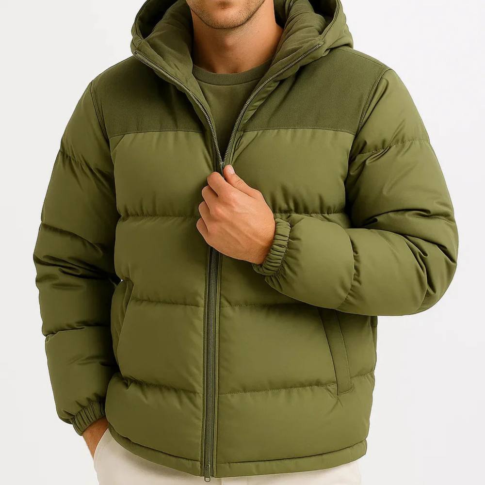 Abrigo de plumas cálido e impermeable con capucha para hombre