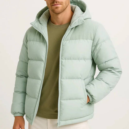 Abrigo de plumas cálido e impermeable con capucha para hombre