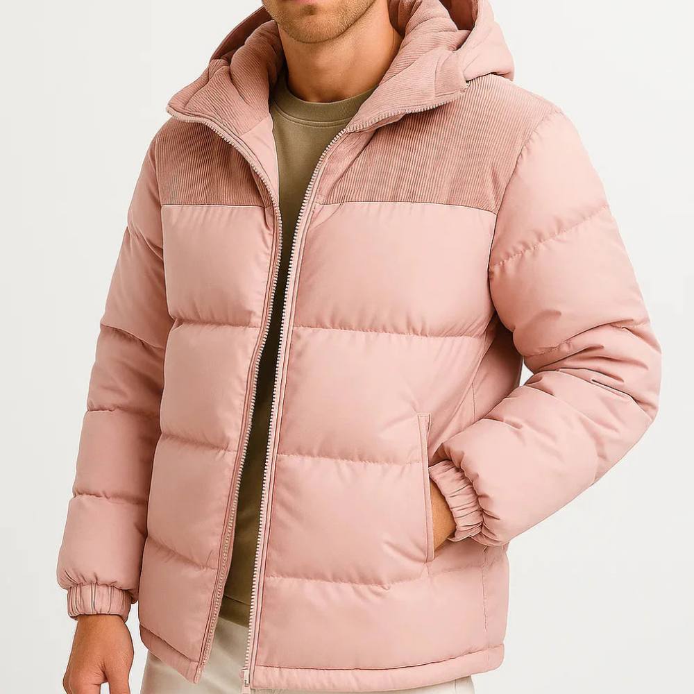 Abrigo de plumas cálido e impermeable con capucha para hombre