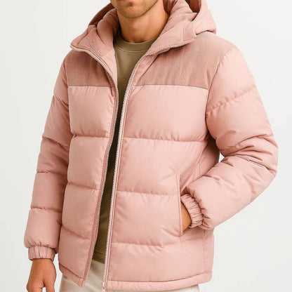 Abrigo de plumas cálido e impermeable con capucha para hombre