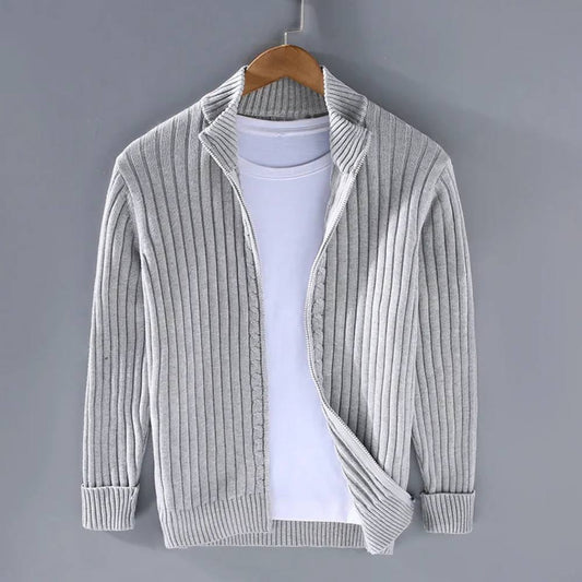 Men's Classic Zip Sweater, Slim Fit Knit Cardigan - Ortekor