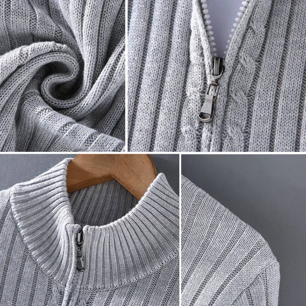 Suéter Clásico con Cremallera para Hombre, Cárdigan de Punto Ajustado