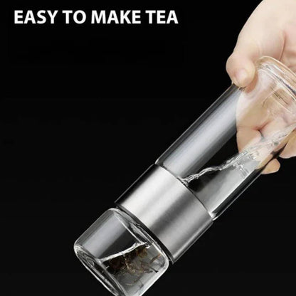 Botella de agua térmica de viaje transparente con infusor