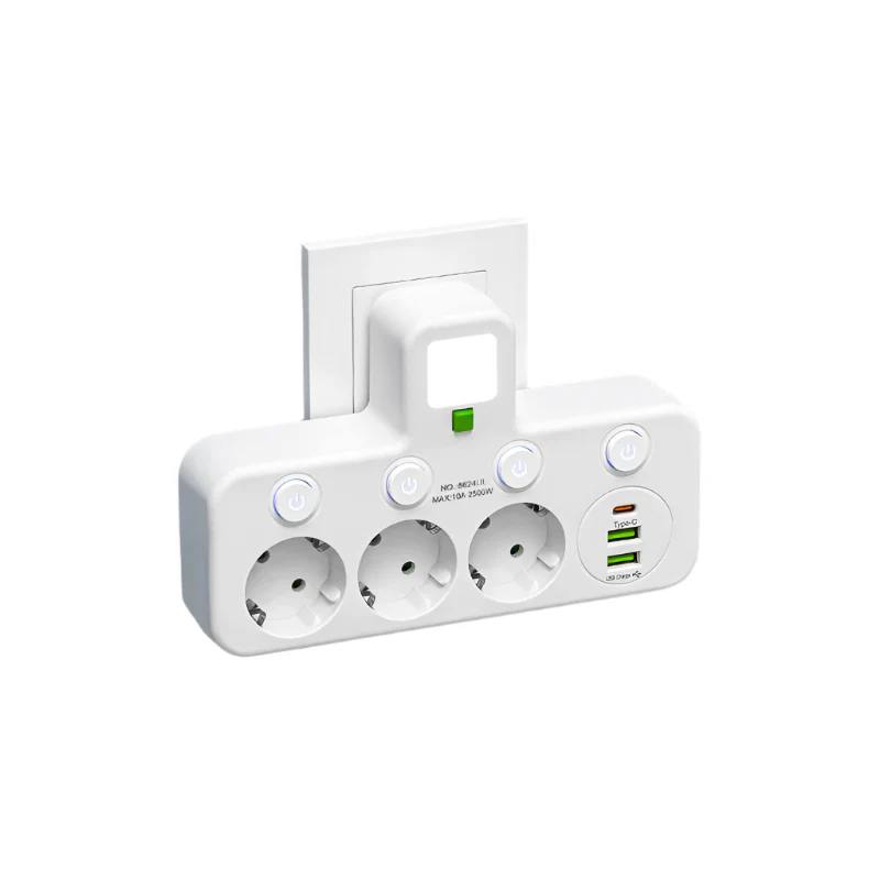Regleta Protectora de Sobretensión Premium con USB y USB-C