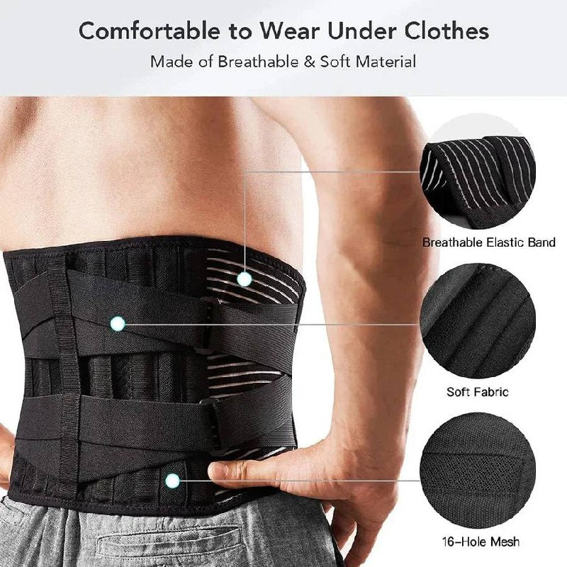 Faja Lumbar Ergonómica con Soporte de Acero Ajustable
