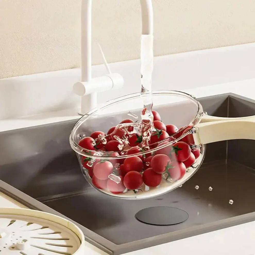 Práctico cuenco colador de cocina 2 en 1