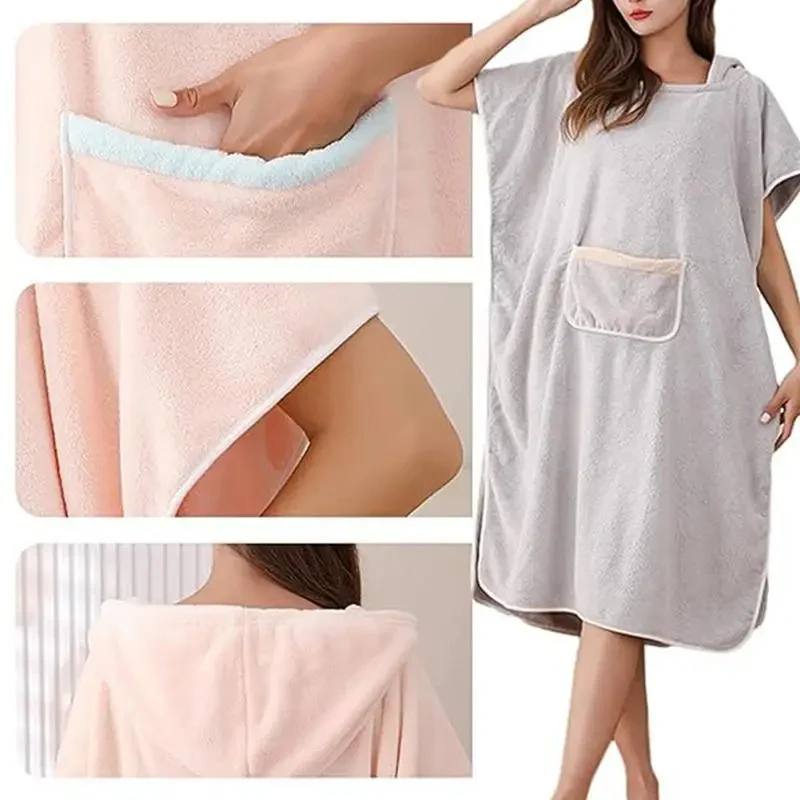 Bata de baño con capucha afelpada para mujer