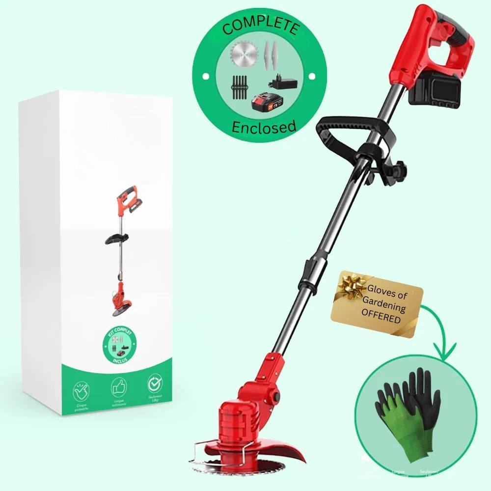 Potente cortadora eléctrica para césped y arbustos, batería de 21 V