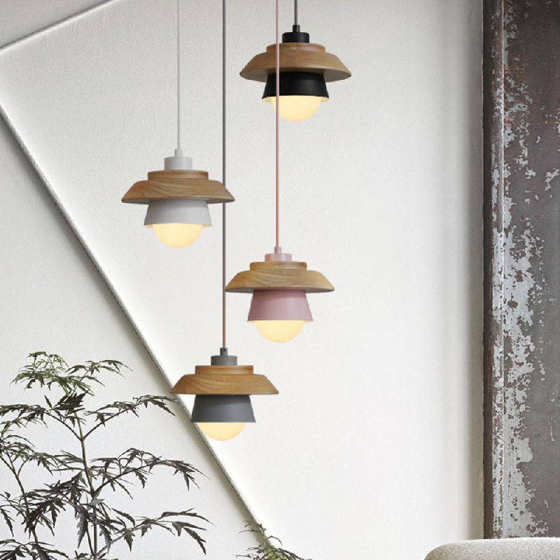 Lámpara colgante rústica de madera para techo