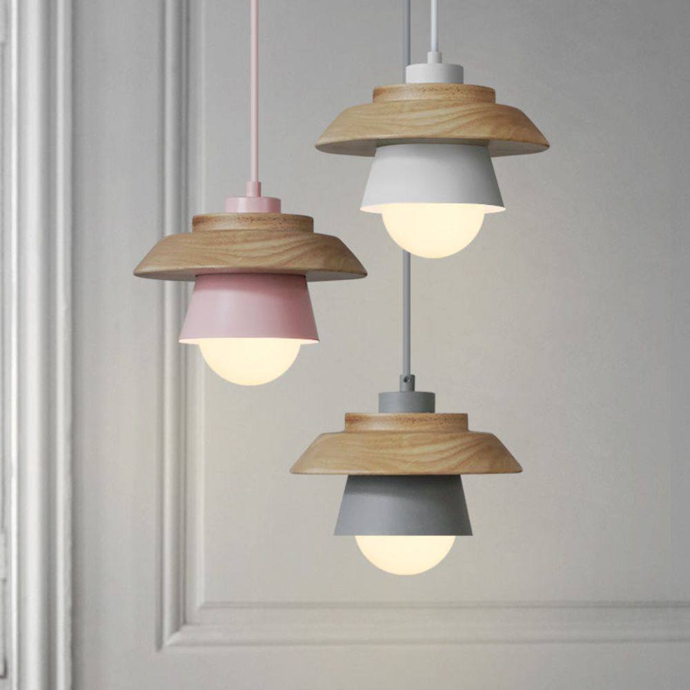 Lámpara colgante rústica de madera para techo