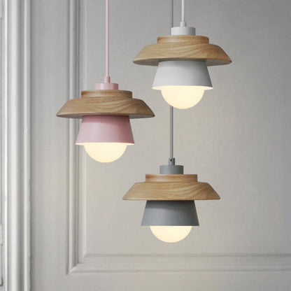 Lámpara colgante rústica de madera para techo