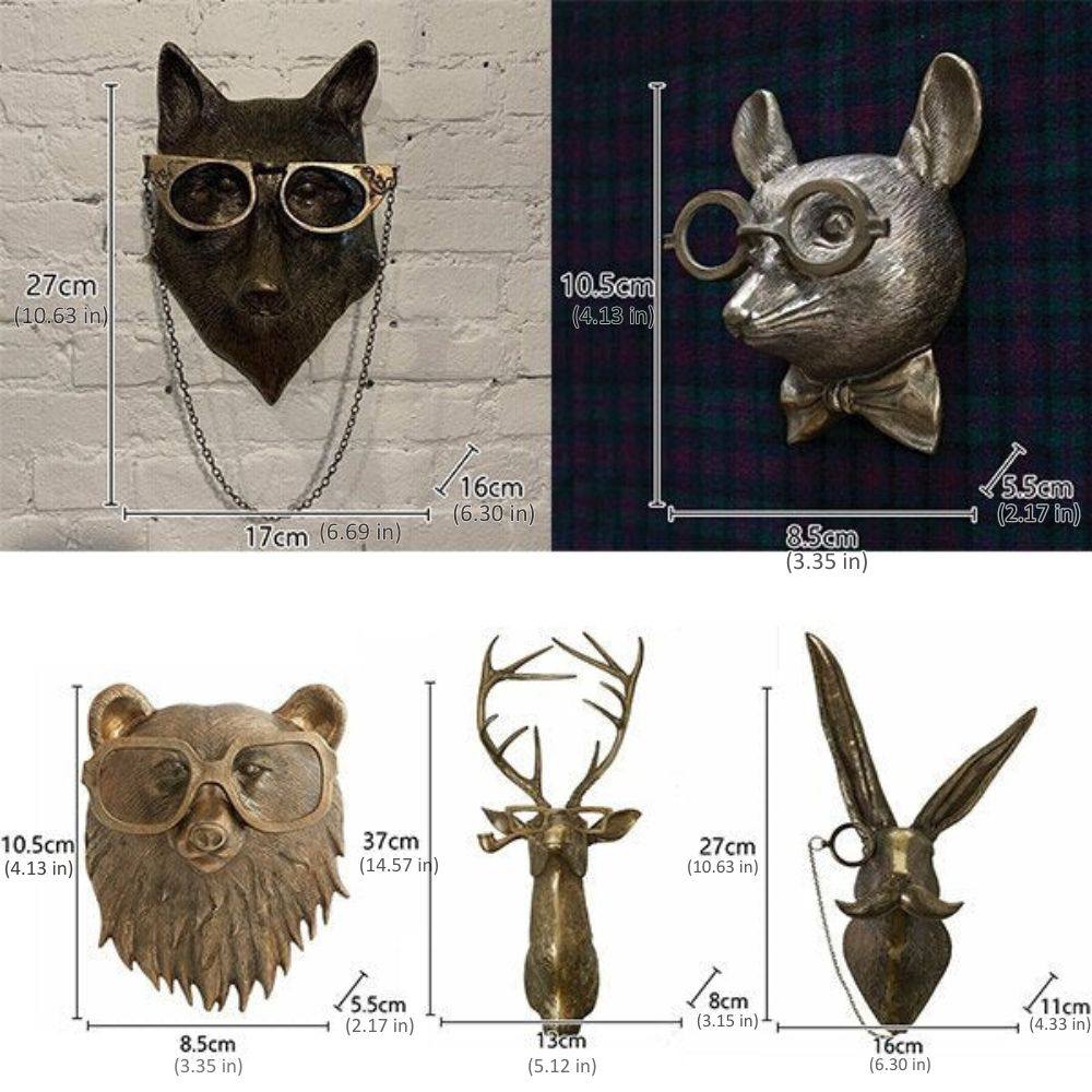 Decoración de pared de cabeza de animal 3D de vida silvestre para el hogar