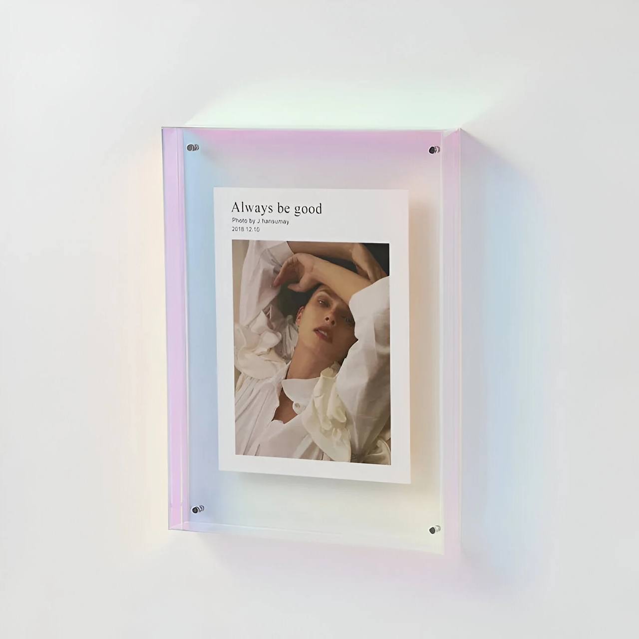 Elegante marco de fotos transparente, decoración de pared de acrílico