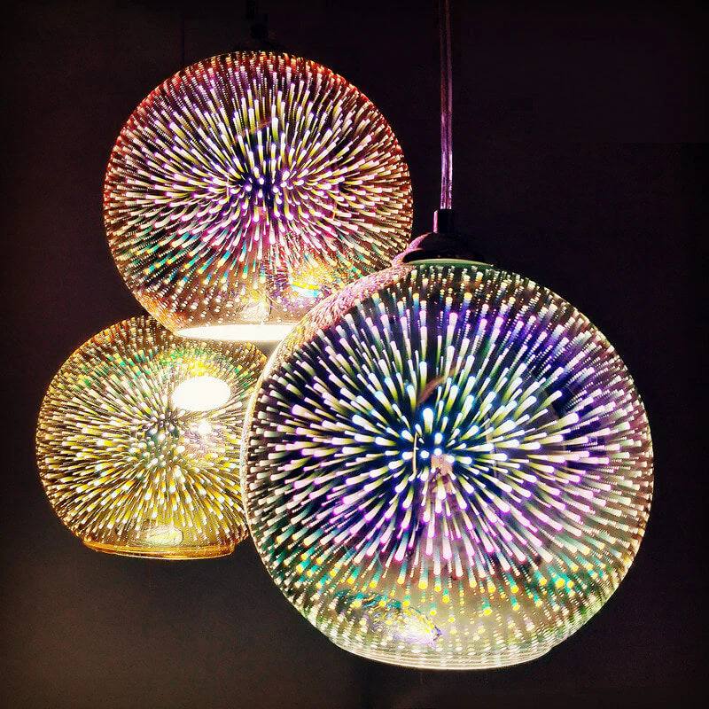 Lámpara Colgante de Bola de Cristal Colorida