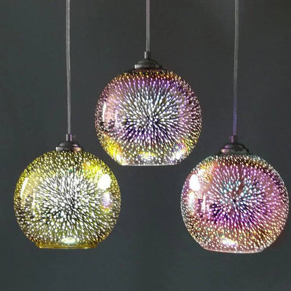 Lámpara Colgante de Bola de Cristal Colorida