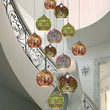 Lámpara Colgante de Bola de Cristal Colorida