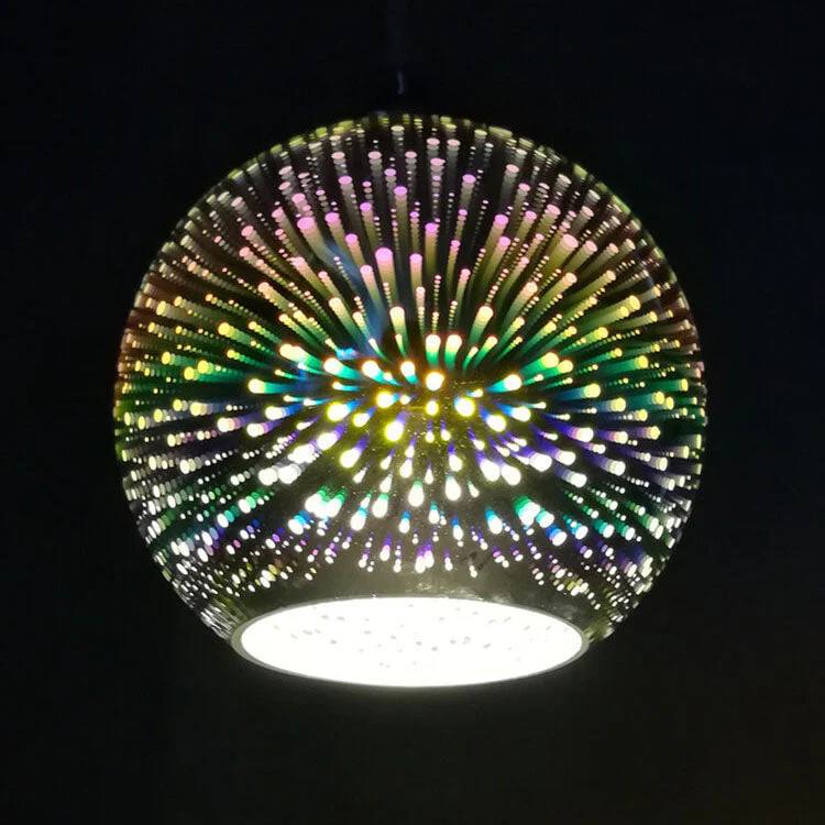 Lámpara Colgante de Bola de Cristal Colorida