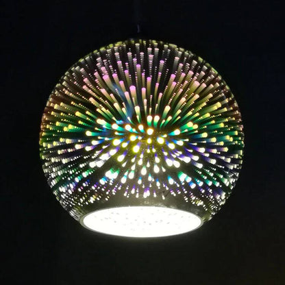 Lámpara Colgante de Bola de Cristal Colorida