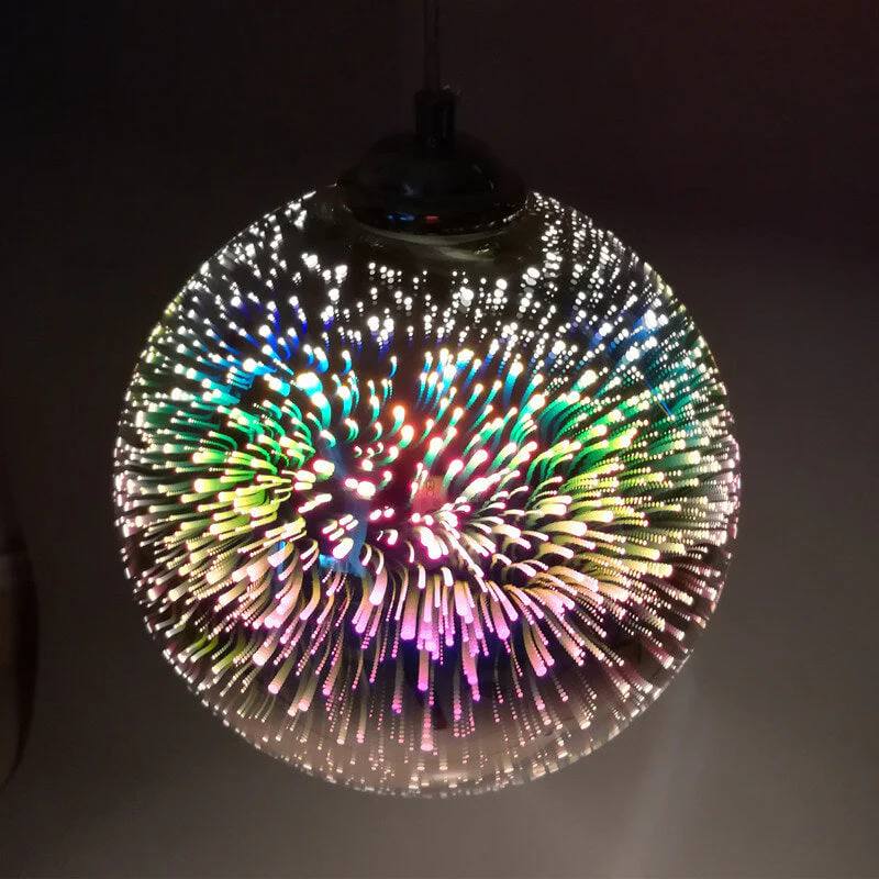 Lámpara Colgante de Bola de Cristal Colorida