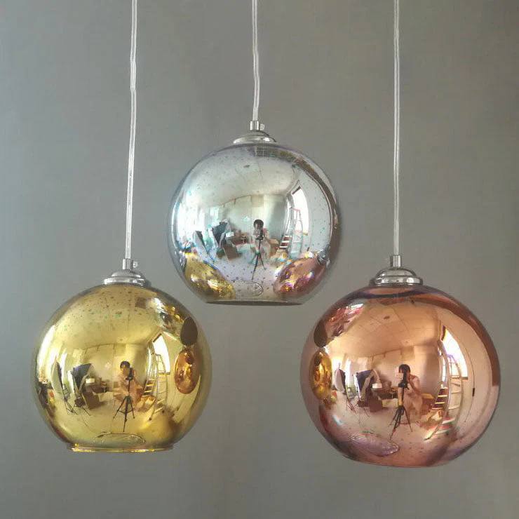 Lámpara Colgante de Bola de Cristal Colorida