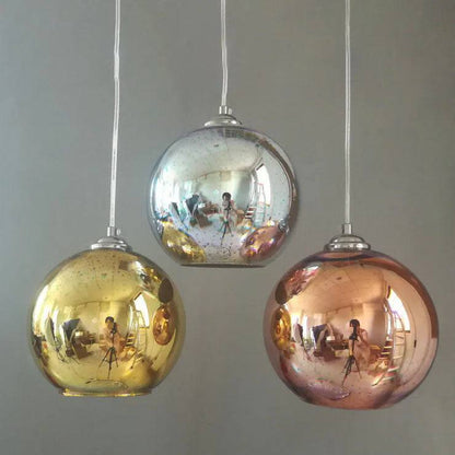 Lámpara Colgante de Bola de Cristal Colorida