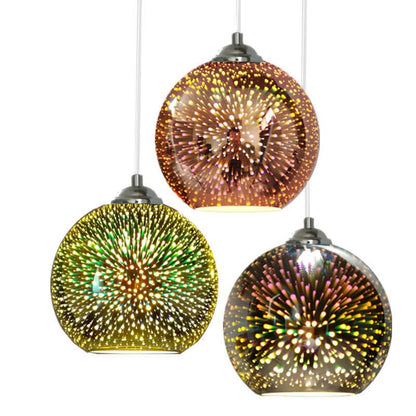 Lámpara Colgante de Bola de Cristal Colorida