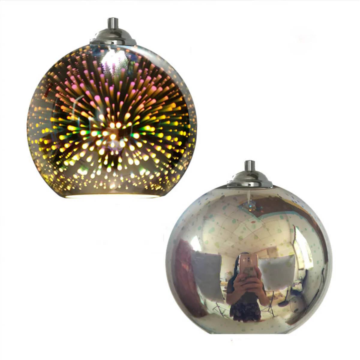 Lámpara Colgante de Bola de Cristal Colorida