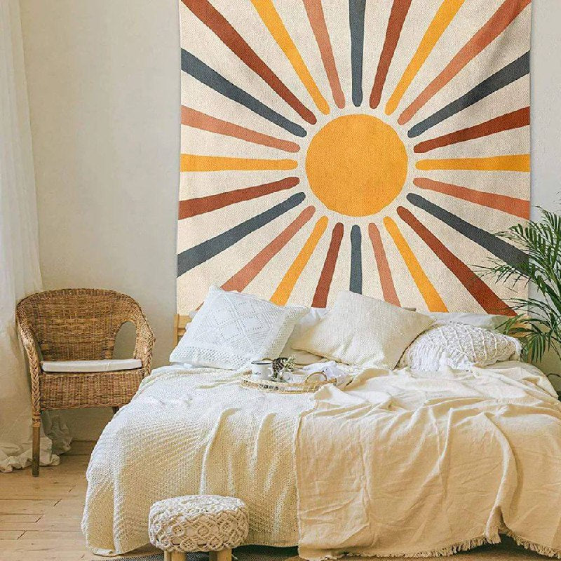 Decoración de pared colgante de sol amarillo brillante