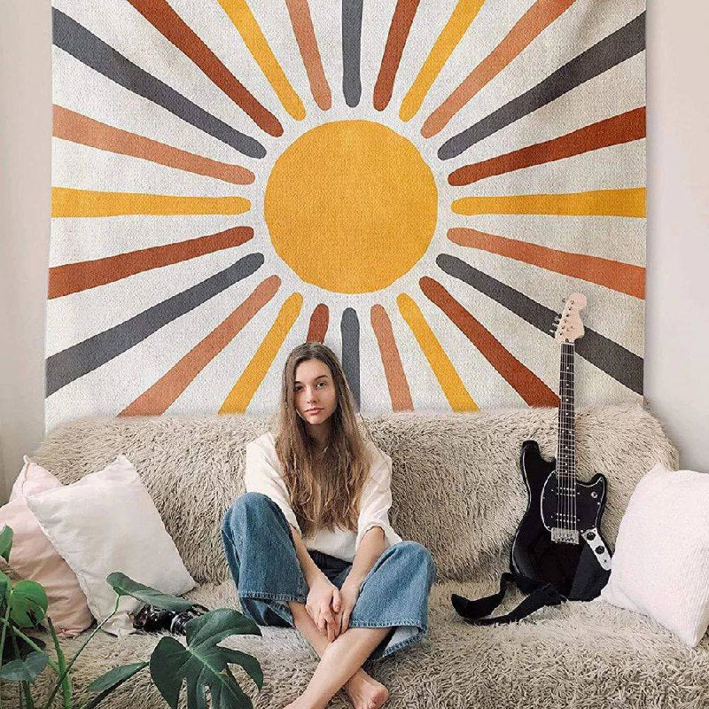 Decoración de pared colgante de sol amarillo brillante