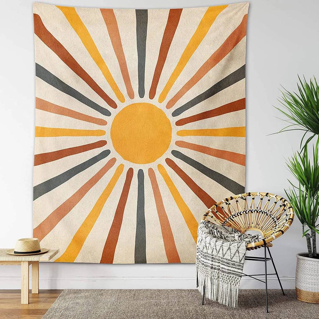 Decoración de pared colgante de sol amarillo brillante