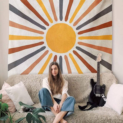 Decoración de pared colgante de sol amarillo brillante
