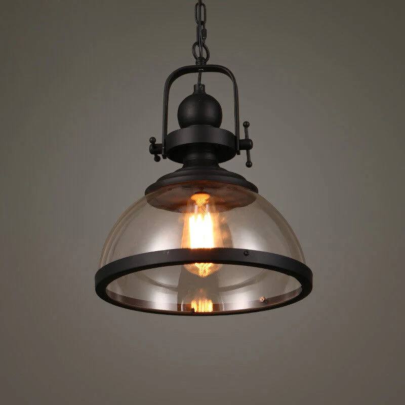Lámpara de techo colgante redonda de cristal, estilo vintage, de metal