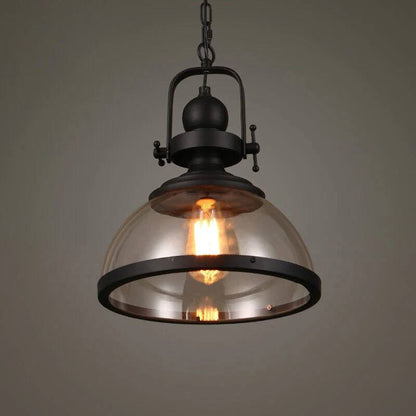 Lámpara de techo colgante redonda de cristal, estilo vintage, de metal